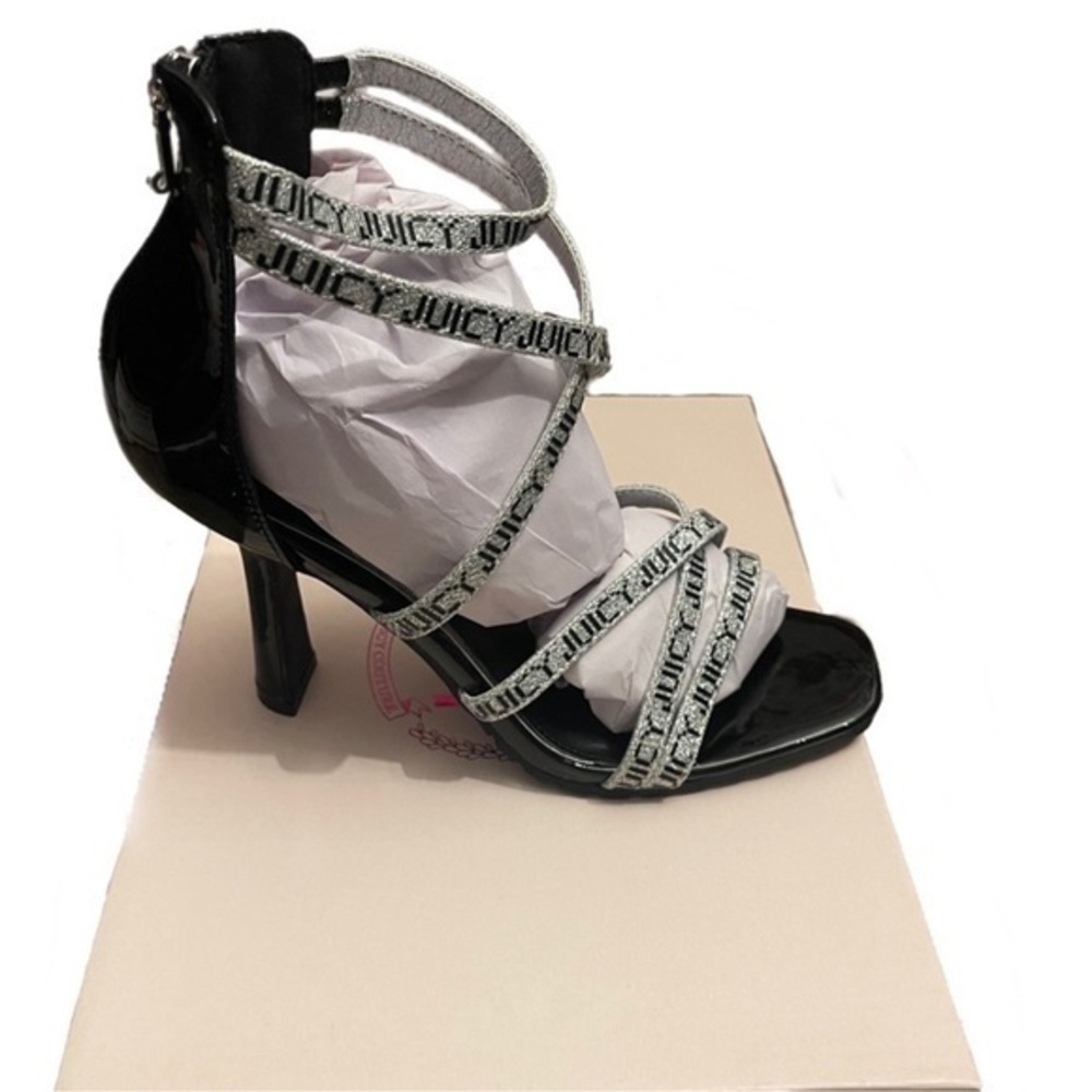 Juicy Couture Black and Silver Strappy Heels